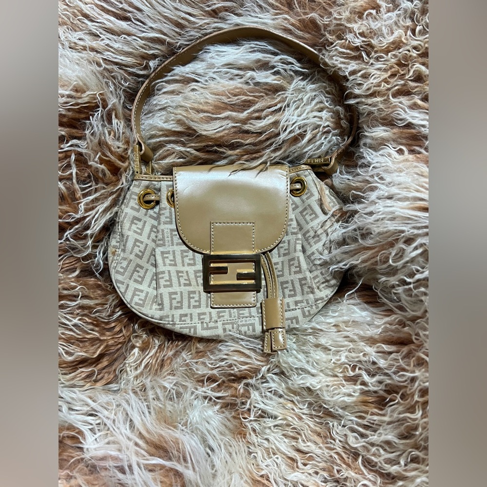 Fendi tan clutch purse bag